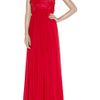 Notte By Marchesa Strapless Satin and Silk Chiffon Gown in Red - Lyst