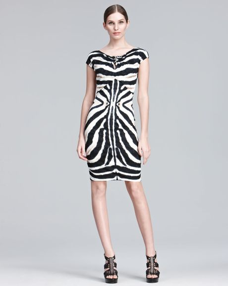 Roberto Cavalli Zebraprint Sheath Dress in Black (black nature) - Lyst