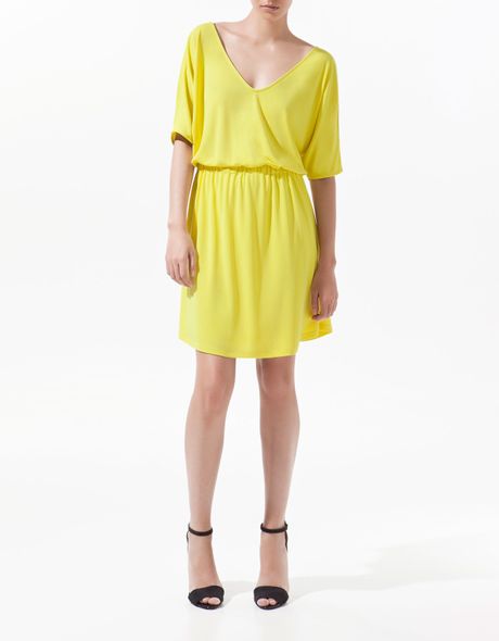 Zara Dress with Shoulder Openings in Yellow (green)