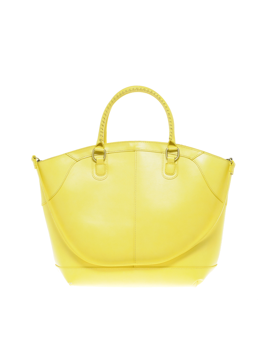 Asos Asos Leather Bucket Tote Bag in Yellow | Lyst
