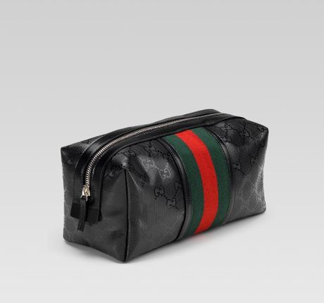 gucci toiletry bag black leather