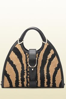 Gucci Stirrup Zebra Print Calf Hair Top Handle Bag - Lyst