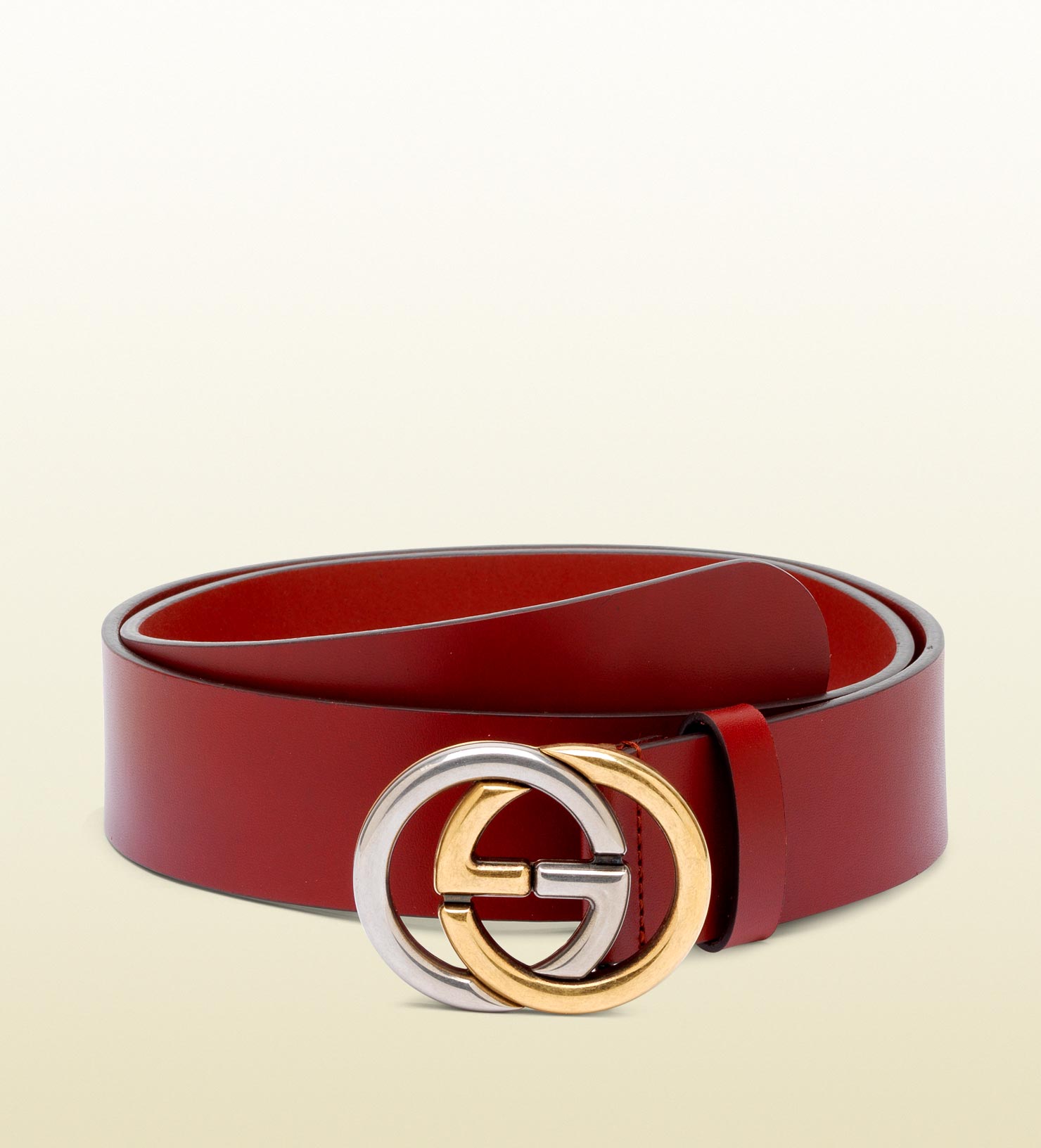 Gucci Belt with Bicolor Interlocking G Buckle in Red for Men (bordeaux) | Lyst