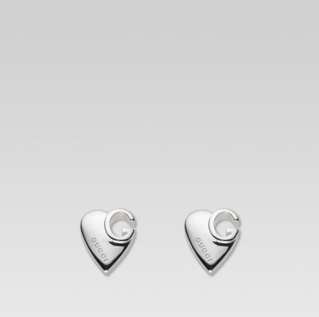 Gucci Stud Earrings with Heart in Silver - Lyst