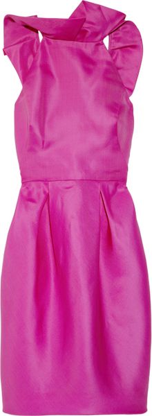 Lela Rose Angel Wing Ruffled Silkorganza Dress in Pink (fuchsia) - Lyst
