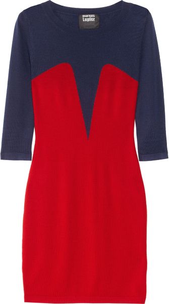 Markus Lupfer Bodice Intarsia Merino Wool Sweater Dress in Blue (navy) - Lyst
