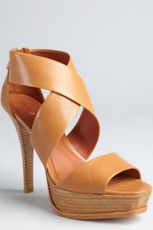 Pour La Victoire Saddle Brown Leather Tifara Platform Sandals - Lyst