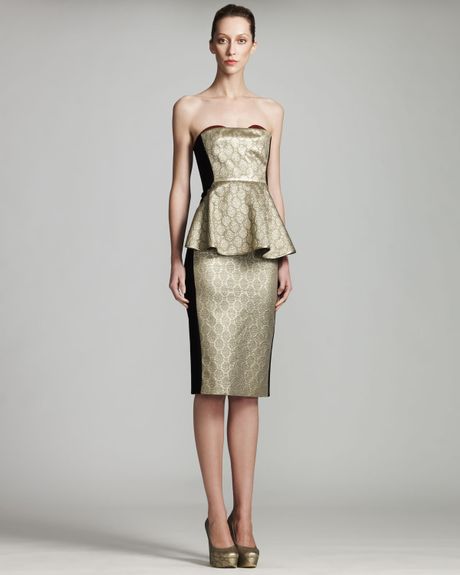 Stella Mccartney Metallic Bustier Dress in Gold (gldmet) - Lyst