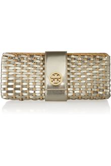 Tory Burch Rattan and Faux Leather Clutch - Lyst