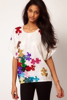 ASOS Collection Asos Tshirt with Puzzle Sequin Embellishment - Lyst