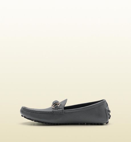 gucci flats gucci blue damo leather covered bamboo horsebit driver ...