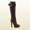 Gucci Josephine Round Horseheads Tall High Heel Platform Boot in Brown - Lyst