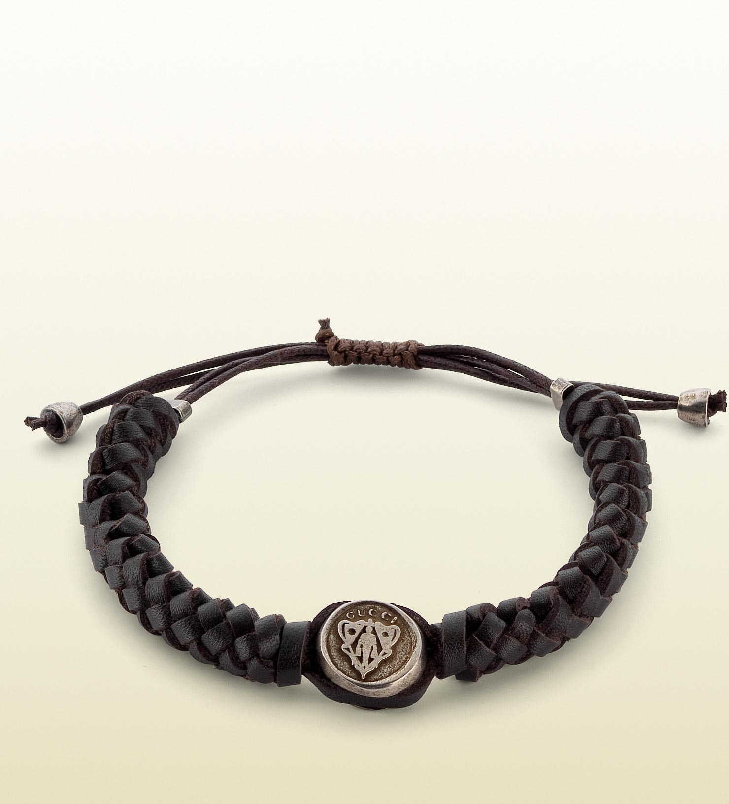 Gucci Woven Leather Bracelet With Gucci Crest Tag In Brown For Men Lyst 8190