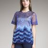 Lela Rose Dotted Organza Fringe Top in Blue (navy) - Lyst