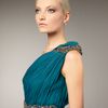 Marchesa Couture Grecian Oneshoulder Gown in Blue (teal) - Lyst