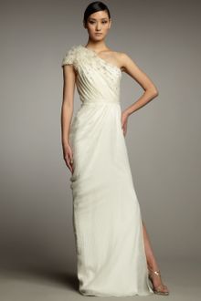 Pamella Roland Oneshoulder Textured Organza Gown - Lyst