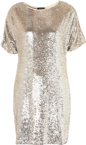Topshop Premium Sequin Tshirt Dress - Lyst