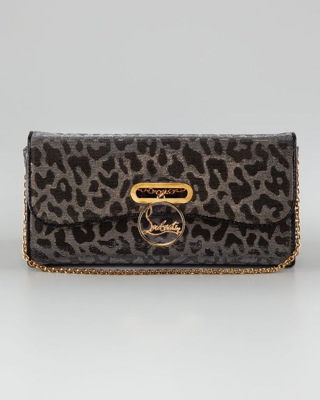 Christian Louboutin Riviera Lame Clutch in Black (leopard) - Lyst