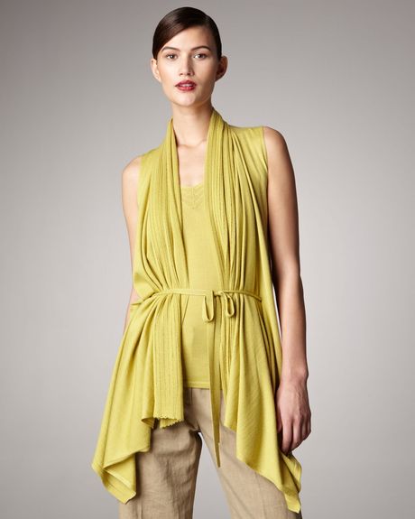 Donna Karan New York Tiewaist Vest in Yellow - Lyst