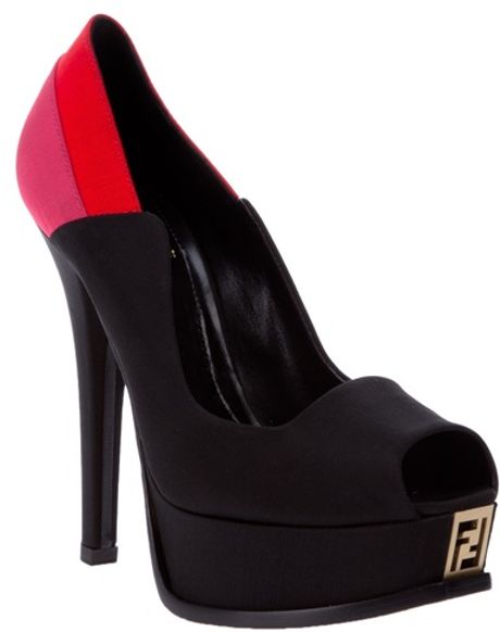 Fendi Black Grosgrain Peep Toe Pump in Black | Lyst