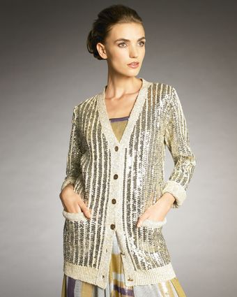 Lanvin Sequined Silk Cardigan - Lyst
