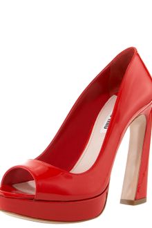 Miu Miu Peeptoe Patent Platform Pump - Lyst
