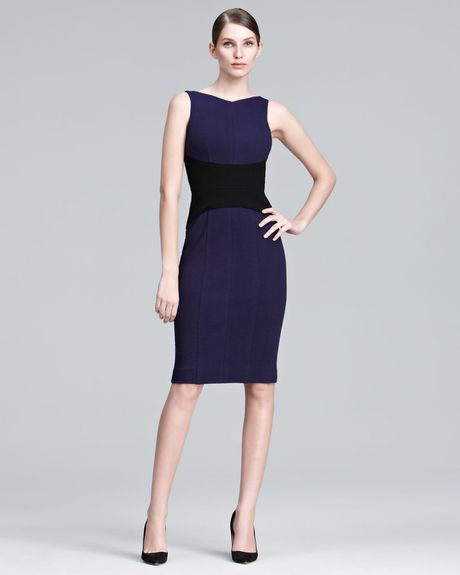 Narciso Rodriguez Contrast Waist Sheath Dress in Purple (violet) - Lyst