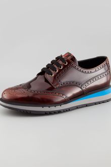 Prada Spazzolato Wingtip Oxford with Micro Sole - Lyst