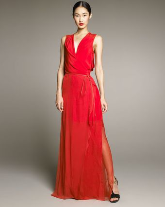 Reed Krakoff Crepe De Chine Wrap Gown - Lyst