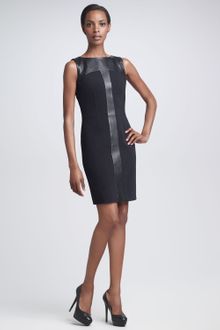 Yves Saint Laurent Leather-inset Dress - Lyst