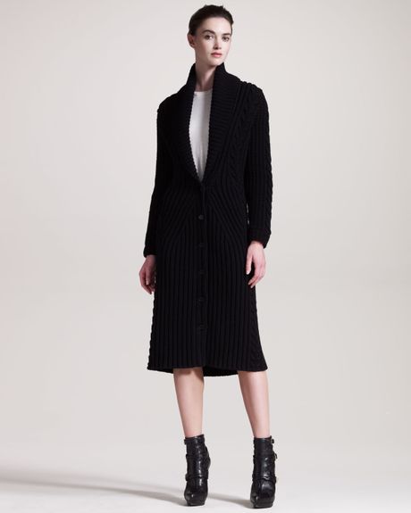 Alexander Mcqueen Long Ribbed Knit Cardigan in Black Lyst