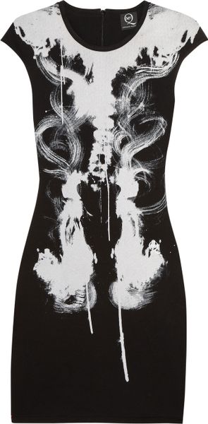 Mcq By Alexander Mcqueen Printed Stretchjersey Dress in Black - Lyst