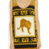 Versace Printed Silk Shift Dress in Yellow (multicolored) - Lyst