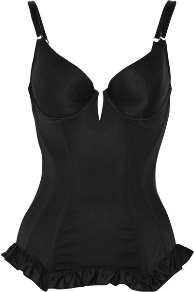 Agent Provocateur Harri Silksatin Plunge Corset in Black - Lyst