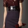 Burberry Scallop Edge Lace Shirt in Red (elderberry) - Lyst