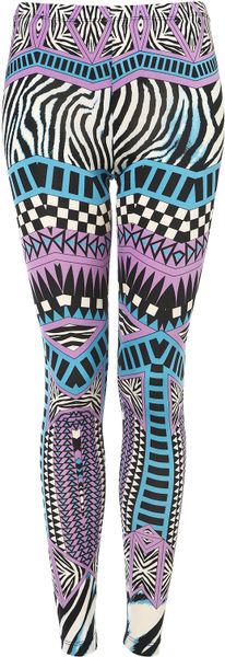 Topshop Zebra Aztec Print Legging in Purple - Lyst