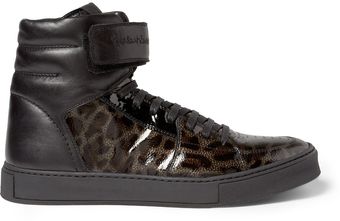 Yves Saint Laurent Leopardprint Patent Leather High Top Sneakers - Lyst