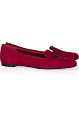 Alexander McQueen Sequin Skullembellished Suede Loafers