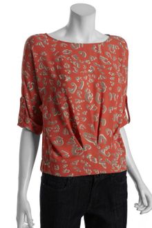 BCBGMAXAZRIA Coral Leopard Print Jayne Pleated Front Blouse - Lyst