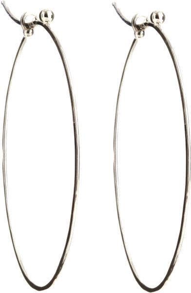 Dean Harris White Gold Oval Hoop Earrings in Silver (white)