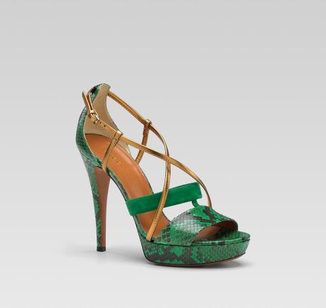 Gucci Betty High Heel Platform Sandal in Green | Lyst