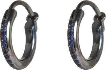 Ileana Makri Oxidized White Gold Blue Sapphire Midi Hoop Earrings - Lyst