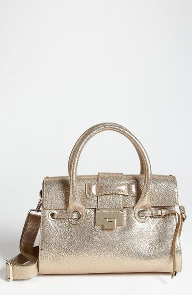 Jimmy Choo Rosalie Glitter Leather Satchel in Gold - Lyst