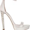 Miu Miu Crystalheel Silksatin Platform Sandals in White - Lyst