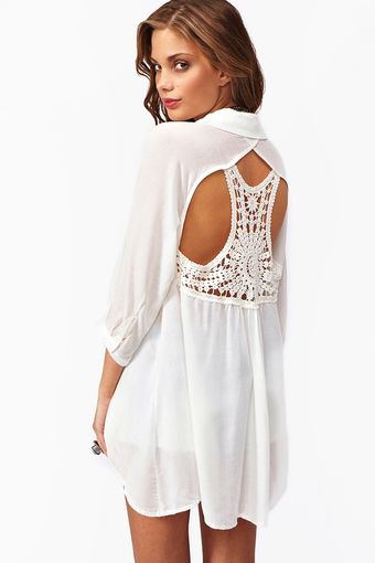 Nasty Gal Crochet Cutout Blouse - Lyst