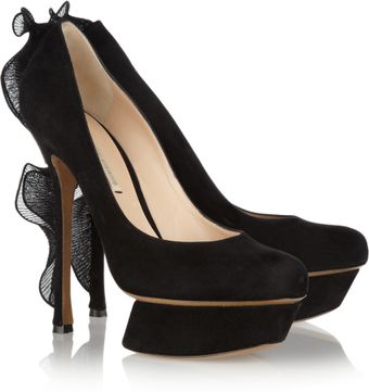 Nicholas Kirkwood Ruffletrimmed Suede Pumps - Lyst