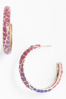 Sequin Feather Plume Enamel Hoop Earrings - Lyst
