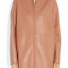 The Row Nesjen Leather Coat in Pink (coral) - Lyst