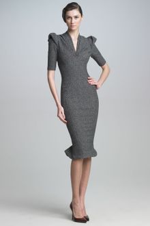 Zac Posen Sculpted Tweed Dress - Lyst