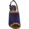Bottega Veneta Snakeskin Trim Peep Toe Sandal in Blue (navy) - Lyst